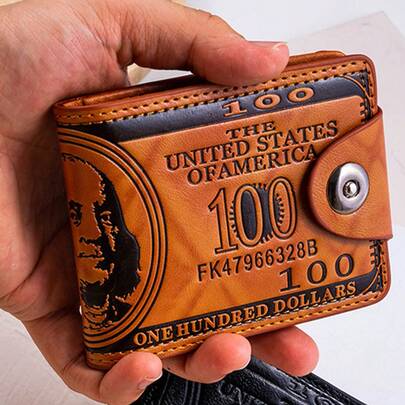 1920s Style Wallet With Multiple Card Slots And $100 Bill Design – Fashionable Black And Brown Coin Wallet For Men And Women, Perfect For Daily Use Or As A Unique Christmas Gift, Everyday Wallet Use | Fashion Coin Purse | Durable