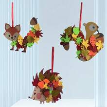 Fall Wreath Kit - 131/259 Pcs Autumn Maple Leaf Wreath Set With Glitter Stickers, Felt Fall Leaves Stickers DIY Craft For Thanksgiving, Christmas, Halloween Home Classroom Party Decor (Thanksgiving Decorations, Fall Wreath DIY, Glitter Maple Leaf Garland)