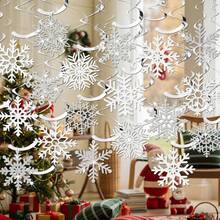 Winter Snowflake Hanging Swirl Decorations, White Silver Christmas Glitter Snowflake Hanging Swirls Ornaments Ceiling Streamers For Xmas Winter Wonderland Frozen New Year Birthday Party Supplies - Multicolor - View 3