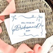 你愿意做我的伴娘吗？卡片，伴娘邀请卡，简单的伴娘卡，送给亲密朋友的简单卡片，简洁优雅 - 彩色 - 查看 6
