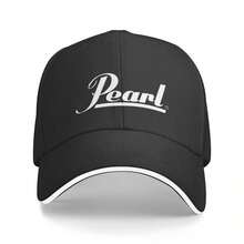 Pearl Drum And Bugle Logo Baseball Cap - Lightweight And Durable Polyester, Black With White Decoration, Unisex Casual Hip-Hop Hat, Suitable For Summer, Outdoor Activities, Fishing, And Holiday Gifts, Casual Headwear|Hip-Hop Style| Lightweight Hat - 黑色 - 查看 2