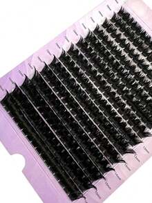 HBZGTLAD 224pcs/Set 14-Row 140pcs 0.05mm Soft Faux Mink Lashes, Mixed Length 9-16mm 3D Russian Volume Eyelash Extensions, Black Makeup Eyelashes In Purple Packaging - 黑色 套裝 - 查看 6