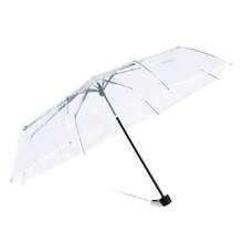 1 buc Umbrelă pliabilă transparentă drăguță, Umbrelă de călătorie portabilă și impermeabilă, Echipament romantic de ploaie, Design transparent drăguț, Roz/Transparent/Negru, Deschidere manuală, Portabilă, Ax impermeabil, Umbrelă de călătorie