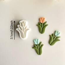 1pc DIY Soft Clay Mold Tulip Earring Jewelry Making Mold For Handmade Earrings - White - View 4