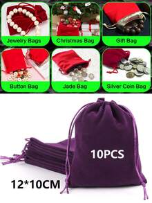 30pcs/20pcs/10pcs/1pc Wedding Party DIY Material Package Box - Velvet Jewelry Pouches, Gift Drawstring Bags, Black Gift Packaging Bags For Valentine's Day, Mother's Day - Black - View 18