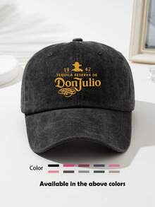 1pc Unisex "Don Julio" Printed Distressed Wash Baseball Cap, Sun Hat, Curved Brim, Dad Hat, Suitable For Everyday Use And Outdoor Activities - Multicolor - View 1