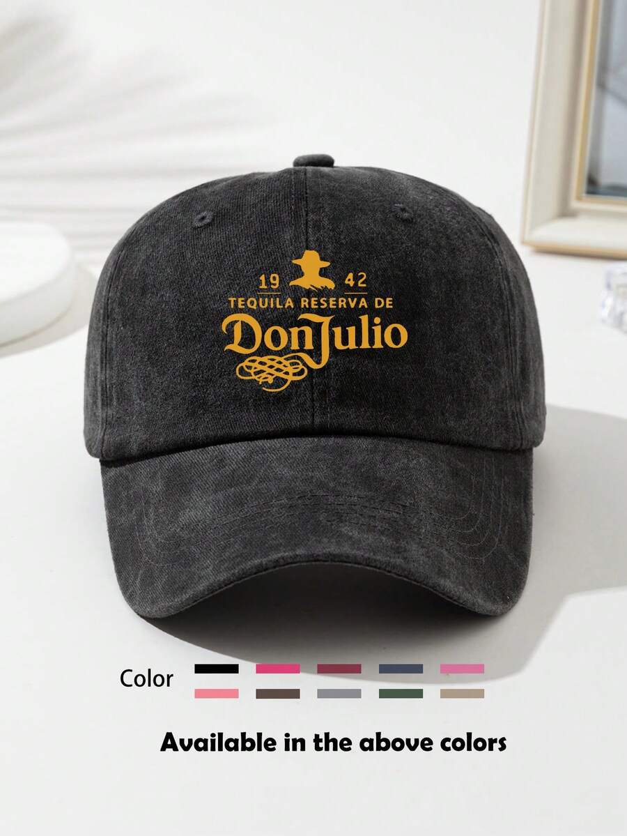 1pc Unisex "Don Julio" Printed Distressed Wash Baseball Cap, Sun Hat, Curved Brim, Dad Hat, Suitable For Everyday Use And Outdoor Activities - Multicolor - View 1