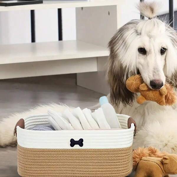 Yiuswoy Cesta de armazenamento empilhável, cesta de brinquedos para animais de estimação, organizador retangular clássico com abertura superior para quarto, banheiro e sala de estar - Cesta decorativa de poliéster durável para toalhas, lanches, livros e decoração para casa, cesta de prateleira