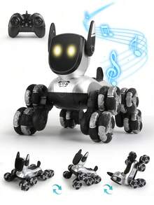 1 件 8WD 遥控机器狗，2.4GHz RC 特技狗带音乐和灯光，360° 旋转遥控机器人玩具，适合儿童男孩女孩生日礼物、圣诞礼物 6 7 8 9 10 11 12 岁以上