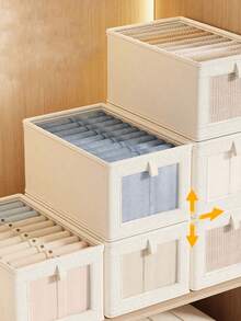 Foldable Clothes And Blanket Storage Bag, Storage Box With Transparent Window And Handle, Reinforced Foldable Linen Storage Basket, Fabric Can Be Placed On Wardrobe Storage Rack, Large Clothing Storage Box For Bedroom, Closet