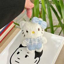 Sanrio Hello Kitty Backpack Charm, Hello Kitty Lace Dress, Cute Hello Kitty Bag Charm, Keychain Decor, Bag Accessory, Back To School Delicate Gift, Suitable For Holiday Party, Birthday, Festival Gift, Cute Cartoon Doll Pendant