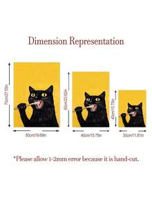 1 幅黑猫艺术海报趣味动物挂画美学艺术印刷品简约装饰画墙面艺术复古墙面印刷品厕所墙壁艺术品浴室墙壁装饰无框 - 黑色 - 查看 2