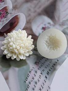 3D Chrysanthemum Blossom Silicone Mold - Scented Candle, Soap, Resin, And Plaster Crafts For DIY Home Decor, Flower-Shaped Candle Holder, Home Decor Mold | Floral Design | Durable Mold - White - View 5