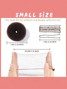 24件套青少年芭蕾舞发髻制作套装，4件套迷你芭蕾舞发髻制作器，10个30厘米发髻网，10个U型发夹 - 彩色 - 查看 4