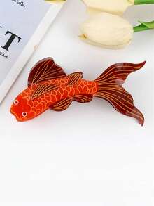 1 Stück Haarspange für Frauen mit Koi Fisch Motiv aus Azetat, minimalistisches kleines Fisch Design, süße und stilvolle Haaraccessoire, Herbst Haarklammer, Modische Haarklammer, elegante Haarklammer für Frauen, Winterhaaraccessoires für Urlaubsoutfits - Verschiedenfarbig - Übersicht 6