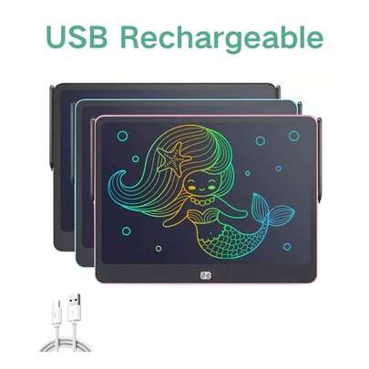 Mesa digitalizadora infantil recarregável de 16 polegadas com tela colorida. Perfeita para presentes de Natal e volta às aulas.