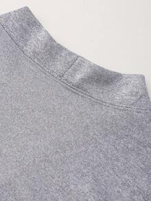 Youth V-Neck Versatile Fashion Gray Soft Button Long Sleeve Jacket, Suitable For Teen Boys, Spring And Autumn