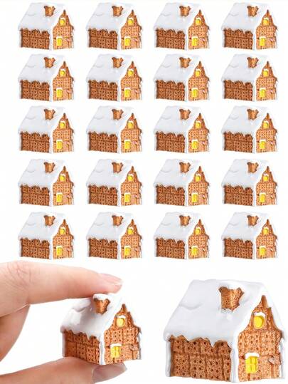 6/3/1 szt. Miniatury świąteczne, miniaturowe ozdoby w kształcie domków z piernika, wioski z żywicy, zestawy miniatur ogrodowych na Boże Narodzenie, miniaturowe domki z piernika do samodzielnego wykonania i akcesoria, świąteczne dekoracje ogrodowe doskonale nadają się do samodzielnego wykonania, zbuduj własny ogród bożonarodzeniowy, ozdoby w doniczkach, dekoracje do domu, akcesoria na imprezy tematyczne itp.