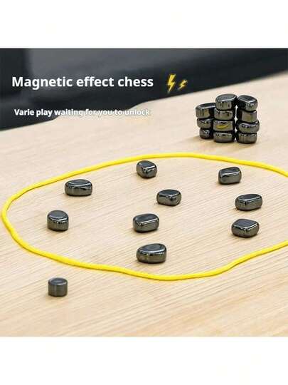 Juego de ajedrez magnético, Juego de ajedrez magnético con piedras, Juego de ajedrez magnético con rocas, Juego magnético con cuerda, Juego de ajedrez magnético, Juegos de estrategia de rompecabezas