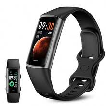 ESFOE 智能全触屏手表小巧轻便，防水。可进行智能语音通话、监测睡眠、闹钟提醒和播放音乐。时尚手表。