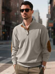 男士灯芯绒套头衫，复古休闲立领汗衫，秋季运动衫，送给男朋友的节日礼物