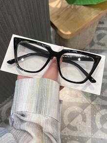 Visivana 1 Pair Women's Black Cat Eye PC Frame Glasses, Simple Solid Color Vintage Casual Non-Prescription - Black - View 4