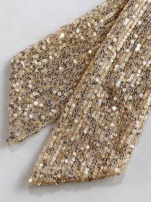 ChicMe Đầm midi nữ cổ vuông không tay hở lưng đính sequin thắt eo nơ xẻ tà, kiểu dáng gợi cảm, thanh lịch, ôm sát, thích hợp cho tiệc cocktail hoặc dạ hội. - Màu xanh lam - Xem 6