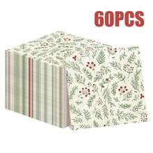 100/60/20pcs 13 * 13 Inch Disposable Printed Napkins With Green Plants And Red Fruit Patterns, Used For Birthday Parties, Family Gatherings, Wedding Banquets, Hotel And Restaurant Decoration Paper - Green - View 4