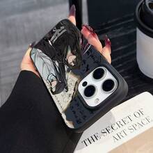 Un estuche de teléfono de estilo anime creativo y lujoso, adecuado para 16, 15, 14, 13, 12, 11 Pro, X, XR, XS, 8, Plus, hecho de TPU mate y suave, para negocios.17  17promax - Negro - Ver 4
