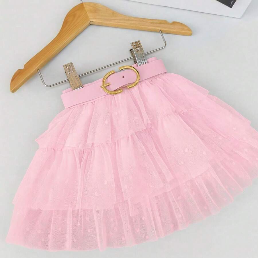 Children's Tulle Skirt With 3 Layers - Pink - View 1