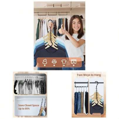 Black Magic Space Saving Hangers, Premium Hanger Hooks, Sturdy Cascading Hangers With 5 Holes Heavy Clothes, Closet Organizers And Storage, College Do