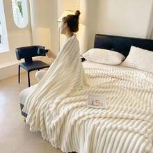 1pc Super Soft Plush Throw Blanket, Suitable As Valentine's Day/Christmas Gift, Bedroom Decor, Cozy Nap Blanket For Office Or Home - White - View 7