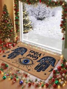 Thảm chùi chân Evil Eye Welcome, chất liệu nhung, đế chống trượt, thích hợp cho lối vào, phòng ngủ, nhà bếp, cửa phòng tắm và thảm trải sàn trang trí nhiều khu vực, thảm nhà bếp trang trí Giáng sinh - Nhiều màu - Xem 8