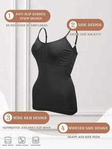 3-Piece Women's Vest Top With Built-In Chest Pads - Sleeveless Design, Suitable For Layering Or Wearing Alone, Suitable For Matching, Pure Color Women's Corset Top, Simple And Elegant Design, Smooth Shaping Vest - Nhiều màu - Xem 6