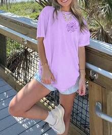 Women's Teens Oversized Graphic Tee Shirts Y2k Short Sleeve Floral Aesthetic Tshirt Top Summer Cute Preppy Clothes-For Women, Holiday, Vacation - 查看 4