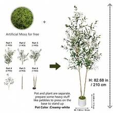 1pc Artificial Olive Tree 150-210cm With Plastic Pot & Moss, Realistic Leaves & Trunk, House Ornament Fake Plant Home Wedding Room Decor, Indoor Outdoor Christmas