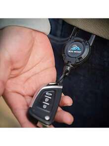 10 Stücke Schlüsselanhänger Set mit Einziehfunktion, Drahtseil mit Schlüsselband und Wanderkarabiner für Outdoor, Camping, Wandern und Angeln - Multifunktions-Abzeichen und ID-Clip