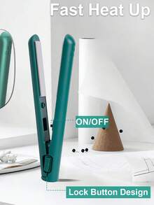 Portable Hair Straightener And Curler 2 In 1 Mini Flat Iron USB Charge Pocket Size Travel Straight Curl Tools For Women Men - 粉色 - 查看 10