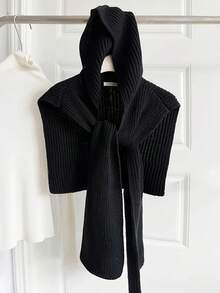 1 chiếc áo choàng len trùm đầu cho nữ, áo khoác ngoài ấm áp và đa năng cho mùa thu/đông, khăn choàng cho nữ khi mặc váy - khăn choàng trùm đầu - Xem 7