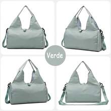 Bolsa de Deporte para Gimnasio, Compartimento para Zapatos y Bolsa Impermeable Bolsa de Deporte para Gimnasio, Bolsa Tote de Yoga Fitness para Entrenamiento, Yoga, Viajes - Verde - Ver 3