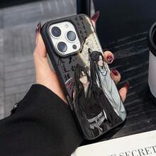 Un estuche de teléfono de estilo anime creativo y lujoso, adecuado para 16, 15, 14, 13, 12, 11 Pro, X, XR, XS, 8, Plus, hecho de TPU mate y suave, para negocios.17  17promax - Negro - Ver 5