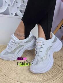 Women's Platform Sneakers, Beautiful, Comfortable And Resistant (LARGE SIZE) - 銀白色 - 查看 3