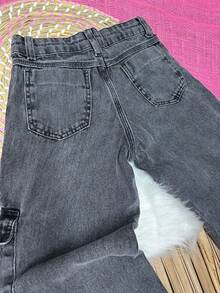 WOMEN'S WIDE LEG CARGO PANTS FOR KIDS PROMOTION/FASHION/PARTY/OUTING/GIRLS/ - 黑色的 - 查看 3