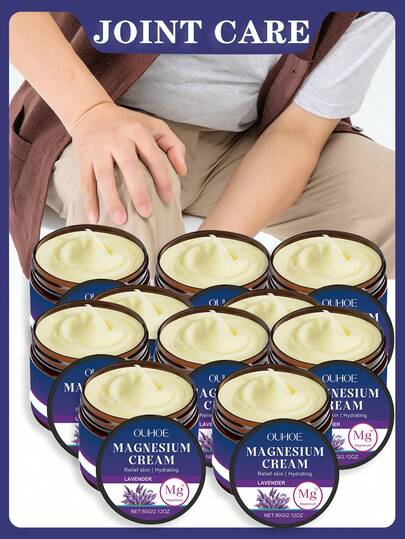 Crema de masaje muscular hidratante, con ingredientes de magnesio y lavanda. Hidratación duradera, absorción rápida, ingredientes suaves especialmente adecuados para atletas. Esencial para uso en el hogar, 60G