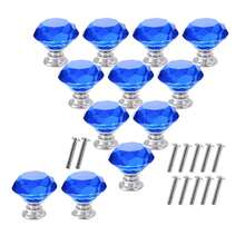 12pcs Crystal Glass Handles For Wardrobe Door Cabinet Drawer Shoe Cabinet Kitchen Cabinet Furniture, Cabinet Door Single Hole 1.18inch, Small Zinc Alloy Handle, Furnitur Accessories