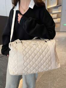 1 件超大容量可折叠轻便行李袋、旅行袋、行李整理袋、可折叠、干湿分离、随身行李箱式旅行周末包、过夜包、医院包、护理包、背包、旅行必需品、旅行整理袋、度假包、学校用品、学生配件、返校行李 - 米色 - 查看 5