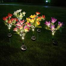1/2/4PCS Solar Lights Outdoor Garden Decor - Upgraded Solar Garden Lights With 7 Powered Orchid Lights, Solar Outdoor Lights Solar Decorative Lights For Garden, Patio, Yard, Gifts For Mother(Pink, White, Orange, Yellow, Red, Purple) - 蘭花 - 查看 5