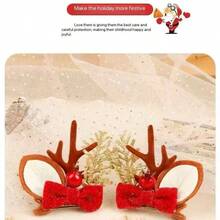 Christmas Deer Antler Hair Clip, Cute Bow Headpiece, Nature Style Hair Accessory - Multicolor - View 5