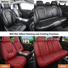 5 Seats Premium Nappa Leather Car Seat Covers Full Set Front Back Rear Cushion Full Wrapped Protector Universal Fit For Most Cars SUV Truck Interior Decoration Protection Auto Accessory Easy To Clean - Đỏ - Xem 7