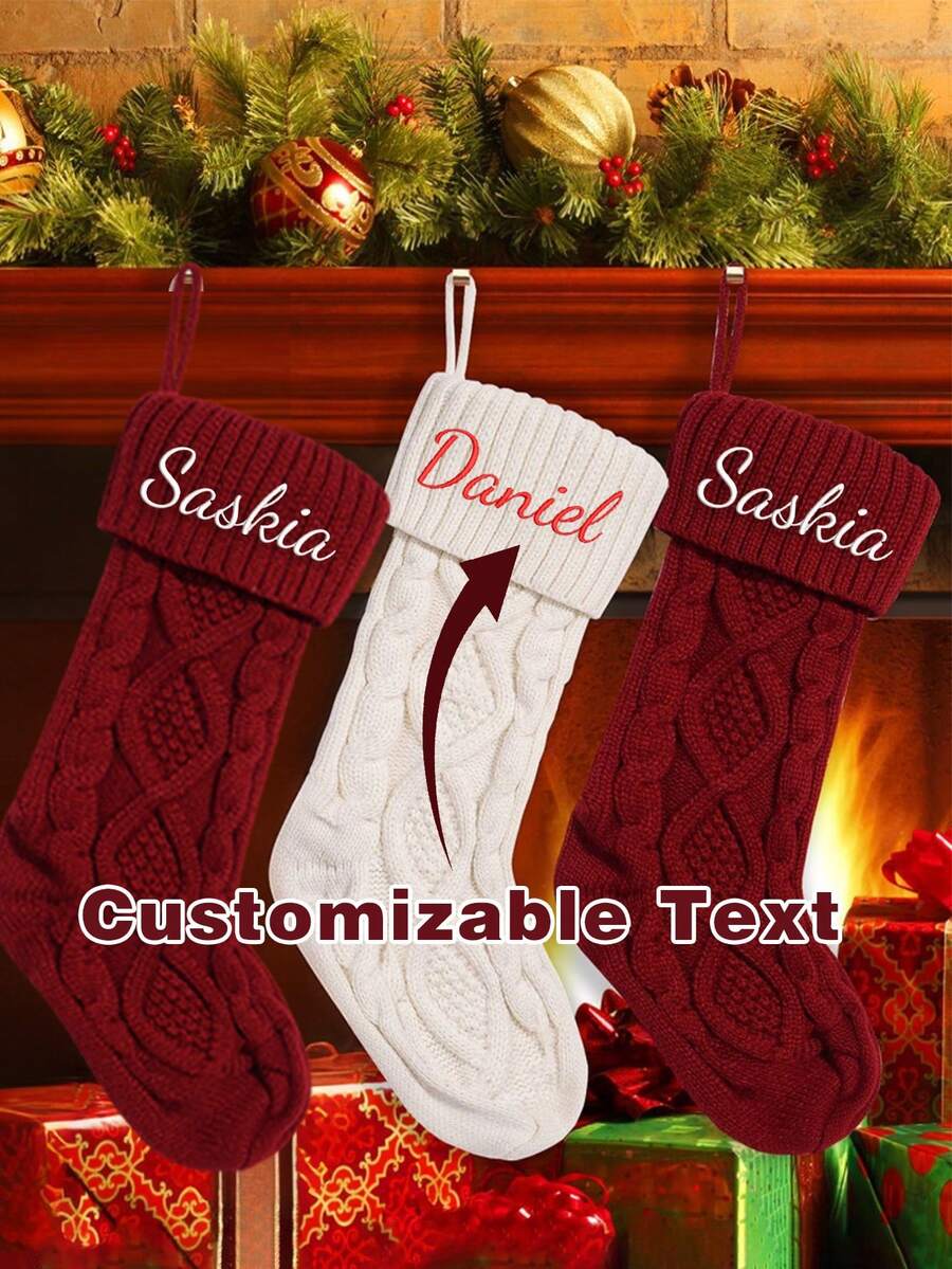1 chiếc tất Giáng sinh thêu tên cá nhân, tất Giáng sinh đan thủ công cho gia đình, tất Giáng sinh năm 2025 có tên trẻ em, tất Giáng sinh gia đình. Quà tặng cho gia đình, quà tặng cho trẻ em, quà tặng cho nữ, tất Giáng sinh, quà Giáng sinh, đồ dùng quà tặng Giáng sinh - Nhiều màu - Xem 1